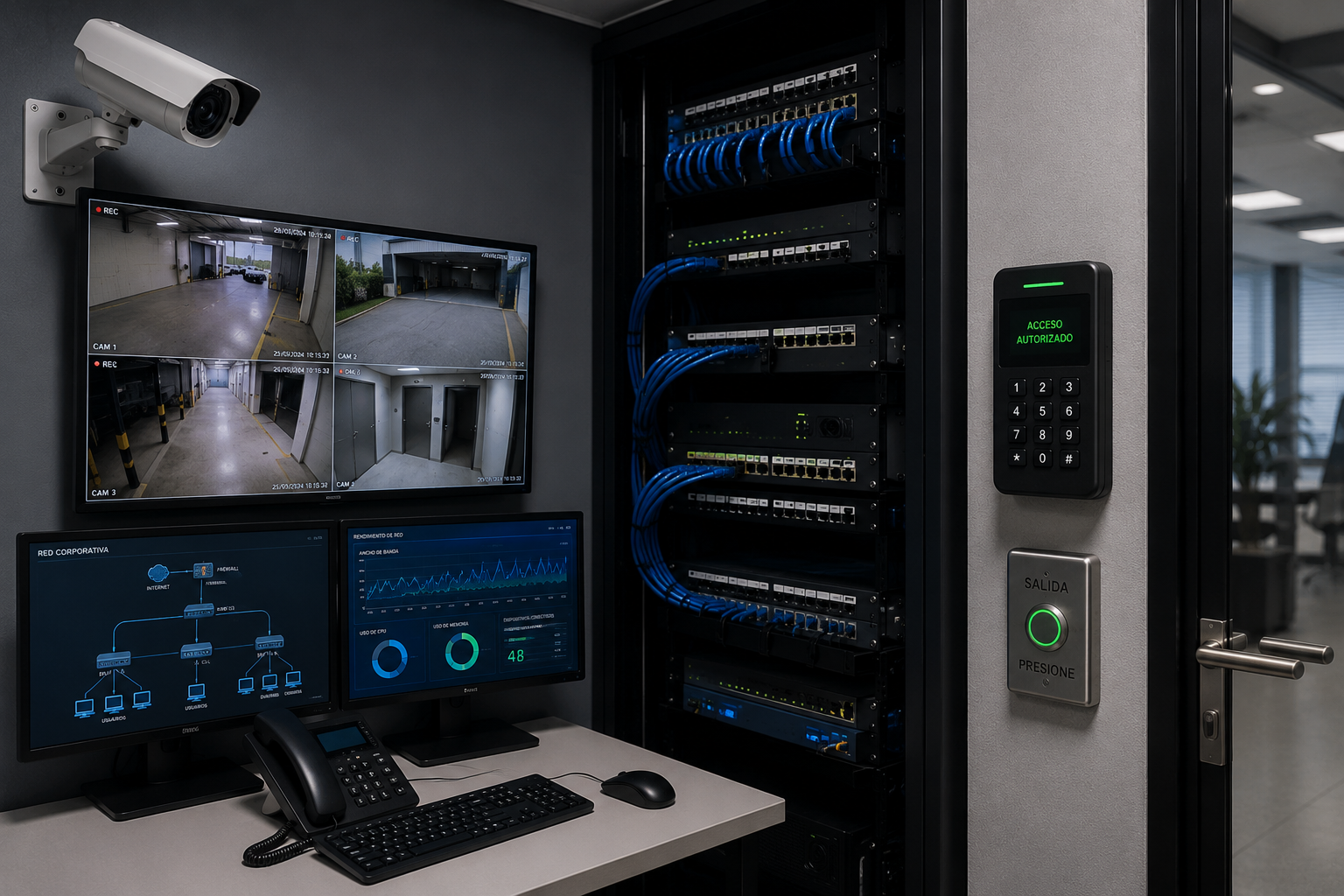 CCTV, cableado de datos y control de acceso para empresas